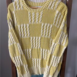 Zara Yellow and White Knit Sweater